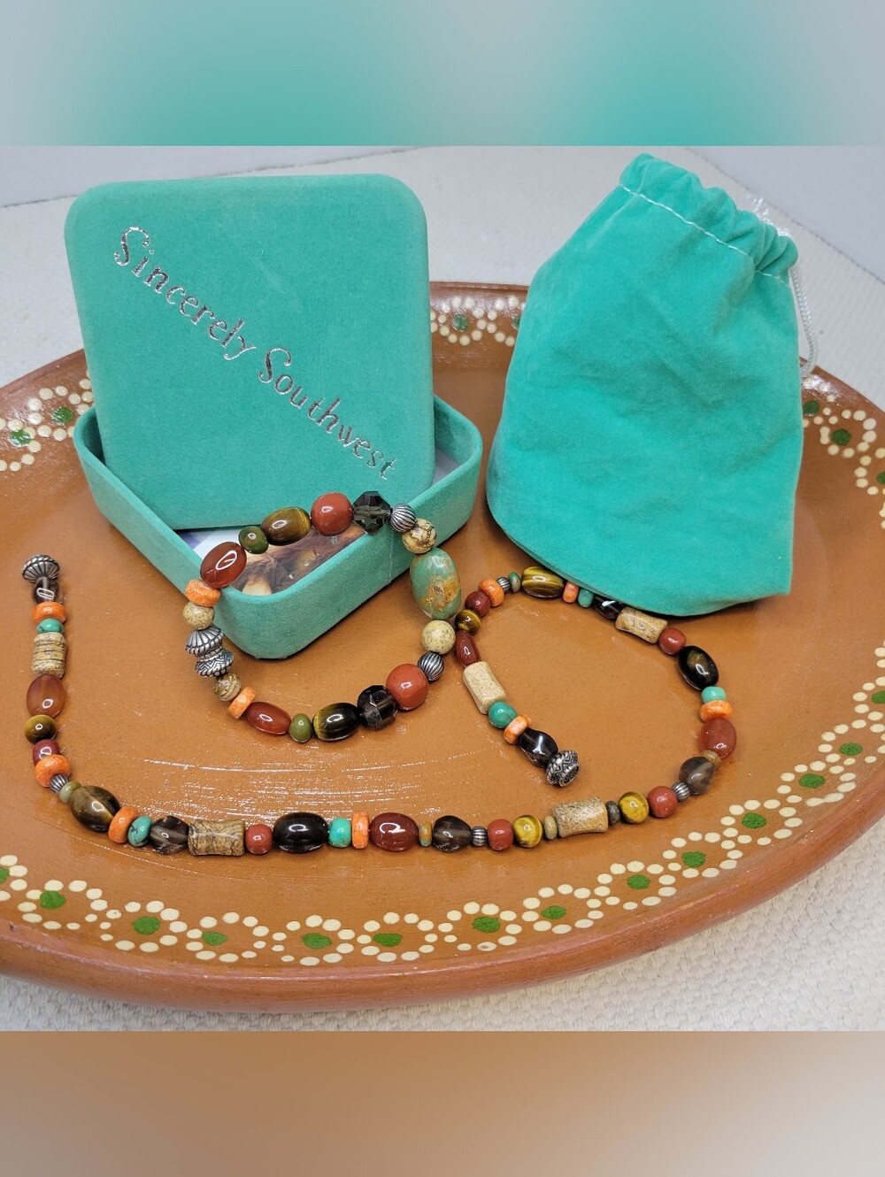 Carolyn Pollack Relios Gemstone Necklace Bracelet 925 Sterling Silver 17